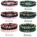 3Pcs/set Natural Stone Bracelets for Women Men 4/6/8MM Rose Quartz Amethyst Sodalite Beads Bracelet Sets