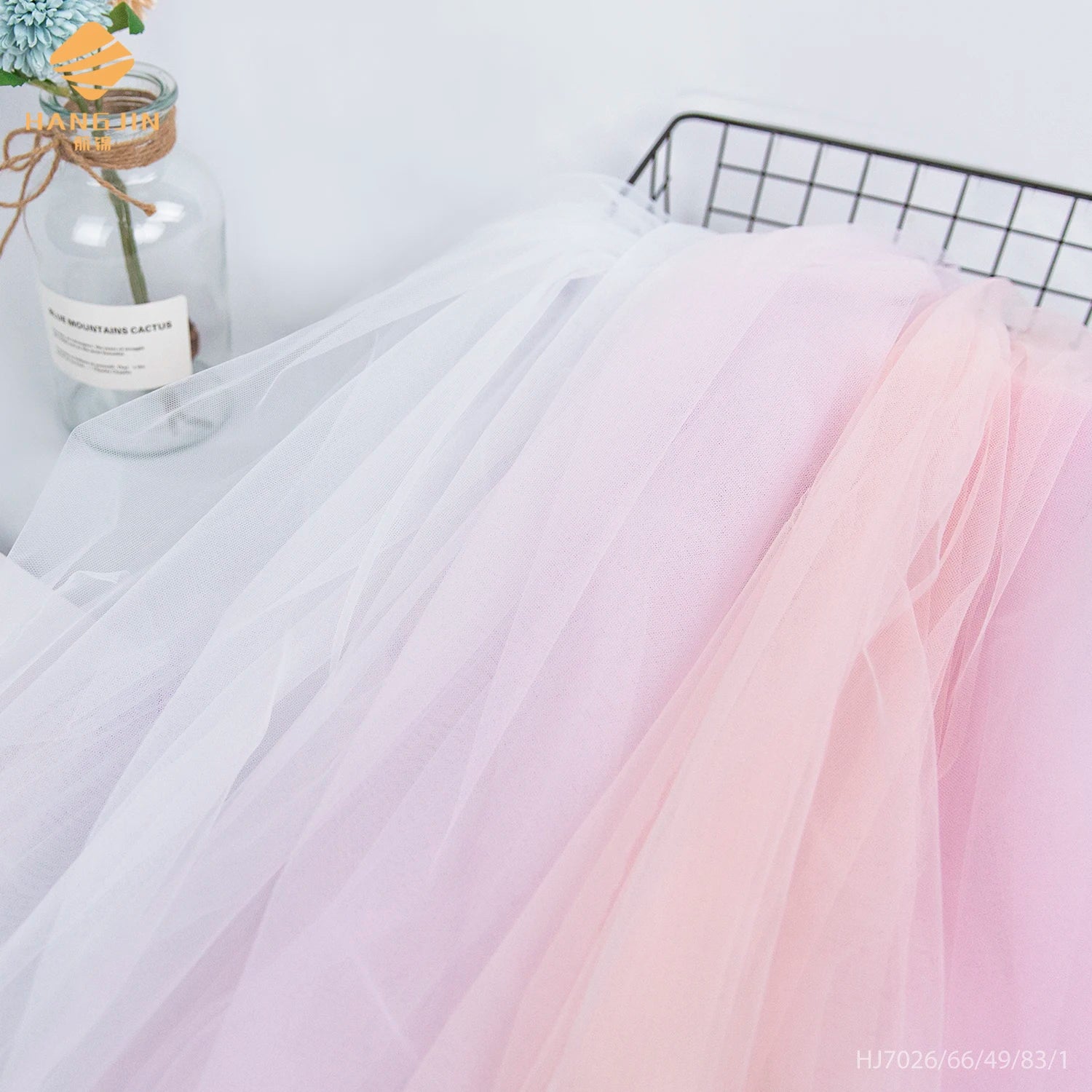 Polyester INS Party Decoration Tutu Dress Mesh Net Fluffy Tulle Fabric Light Purple Mesh Tulle Net