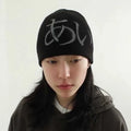Custom Y2K Hand Painted Letter Pattern Beanie Hats Warm Knit Cuffless Winter Hat for Autumn Winter