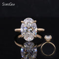 Starsgem 5 Carats Fancy Shape IGI Oval Lab Grown Diamond 18K Solid Gold Solitaire Engagement Ring With Hidden Halo