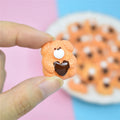Wholesale Price Chocolate Heart Bear Cookies DIY Resin Charms Cute Bear Biscuit Craft Cabochons Charms