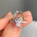 Luster Jewellery Trendy Style 10/14k Water Drop 18k Gold Moissanite Wedding Ring for Women