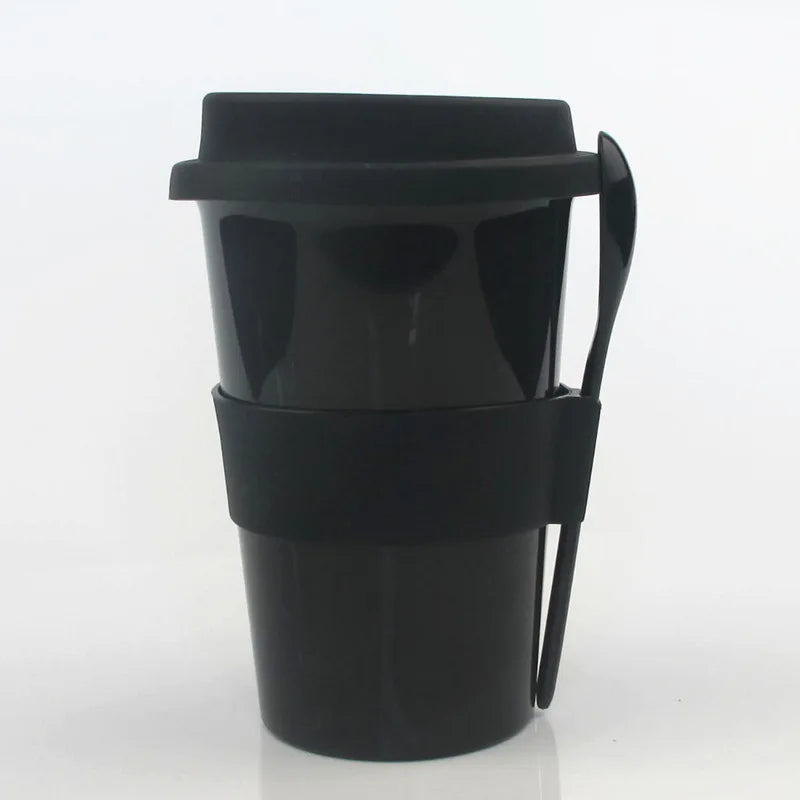 500ml Biodegradable Ceramic Coffee Cup Polylactic Acid Material with Eco-friendly Lid for Camping Environmentally Friendly