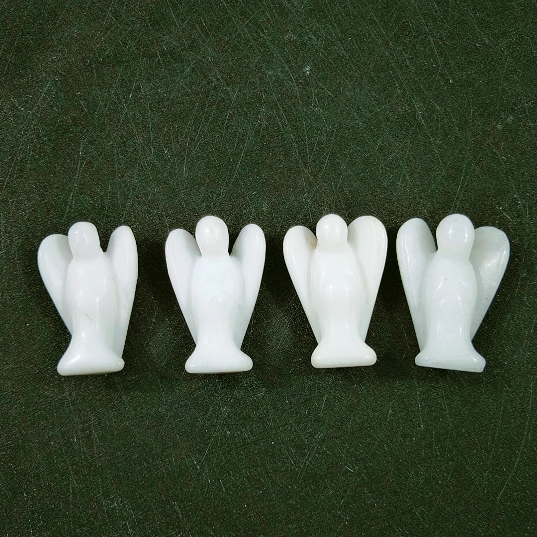 Huiying 2 Inch Gemstone Mini Natural Crystal White Jade Angels Small for Decoration Crafts