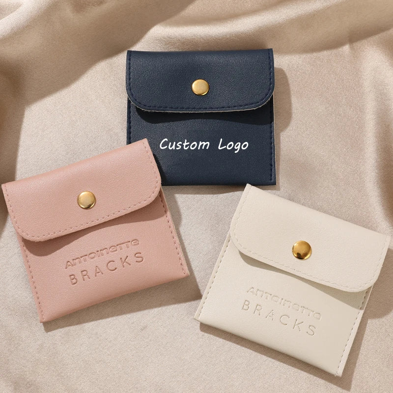 Custom Logo PU Leather Jewelry Pouches Elegant Envelope Bag for Necklace Ring Gift Packaging-Durable Stylish Jewelry Boxes