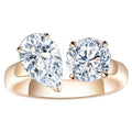 Hot Sale MSR-674 18K Yellow Gold Two Stones Wedding Engagement Ring 1.6ct Round Cut Pear Cut Lab Grown Diamond Ring