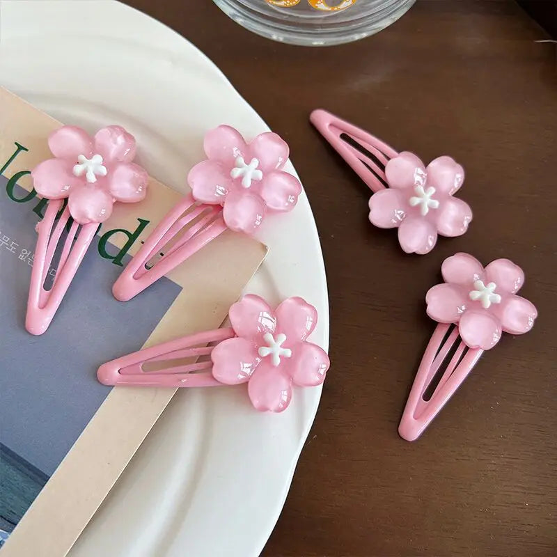 SongMay Factory Korean Version Jelly Flower Hair Clip BB Cherry Blossom Sweet Hair Clip Girl Hair Accessories Wholesale