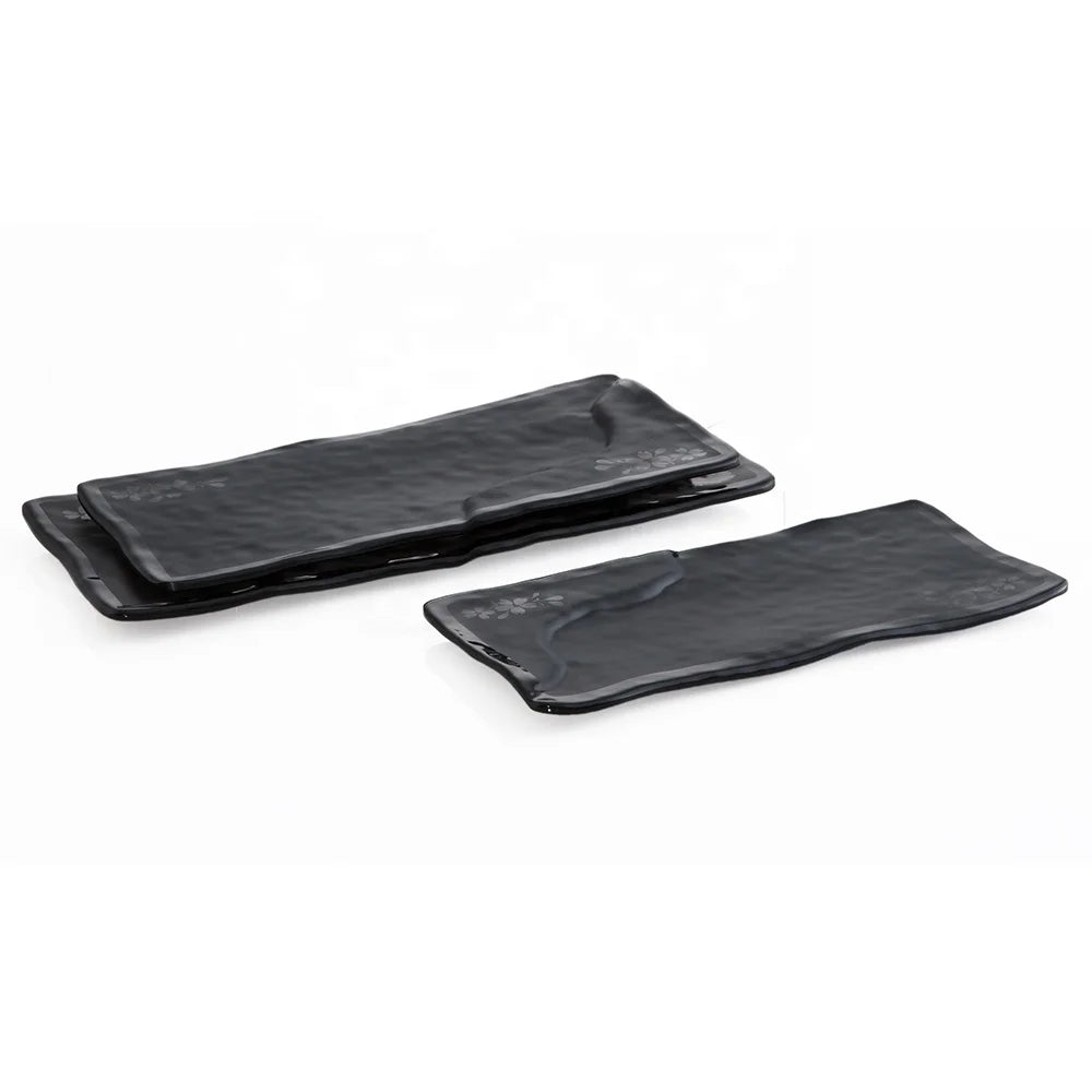 Unbreakable Restaurant Dinnerware 11 Inch Black Rectangle Melamine Plate