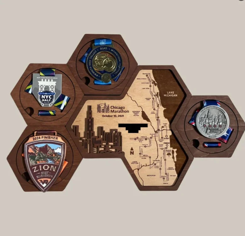 Multicolor Modular Wood Sport Medal Display Holder  - Finisher Medal Holder Sports Medal Holder