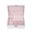 Double Layer Pu Leather Display Jewelry Gift Box Portable Travel White Jewelry Ring Necklace Storage Box