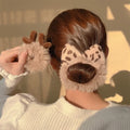 Women Girls Cute Plush Leopard Bow Scrunchie Ponytail Hair Tie Decorate Elastic Hair Bands Headband Fashion Hair Accessories