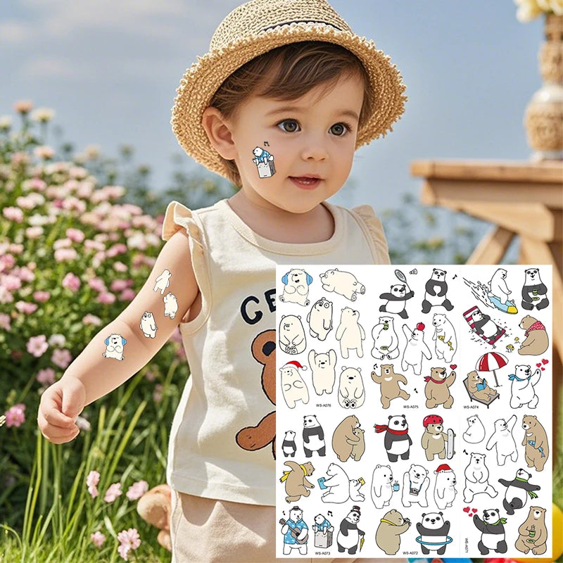 Jiangmei Waterproof Mini Children's Face Crystal Tattoo Stickers Cartoon Facial Bear Design Temporary Face Decorations
