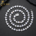 Hot Popular Handmade Valentine's Day Gift Jewelry 925 Solid Silver Heart Cut Moissanite Iced Out Heart Link Chain Necklace