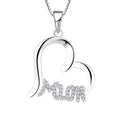 Luxury Mother'S Day Gift Letter Mom Crystal Heart Love Pendant Necklace 925 Silver Zircon Heart Drop Necklace