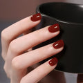 24Pcs/Set With Sticker Full Cover False Artificial Fingernails Art Tips Short Square Solid Press on Nails