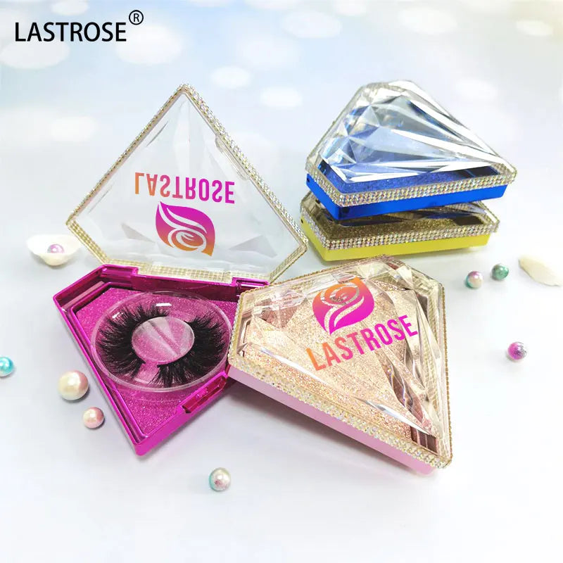 Lashpackaging clear Box with Rhinestone Luxury Ribbon Rectangle Eyelash Packaging Box case of Vegan Mink Lash Packaging Vendor