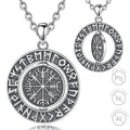 Mens Jewelry 925 Sterling Silver Vintage Norse Viking Compass Rune Rotatable Pendant Necklace for Man
