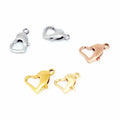 316 Stainless Steel Heart Shaped Lobster Clasp Bracelet Necklace Link Buckle Special Buckle Clasp for Diy Jewelry
