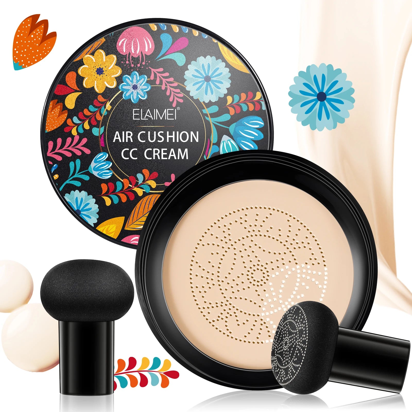 Elaimei Oil Control Ivory White Cosmetic Mushroom Head Moisturizing Air Cushion Foundation
