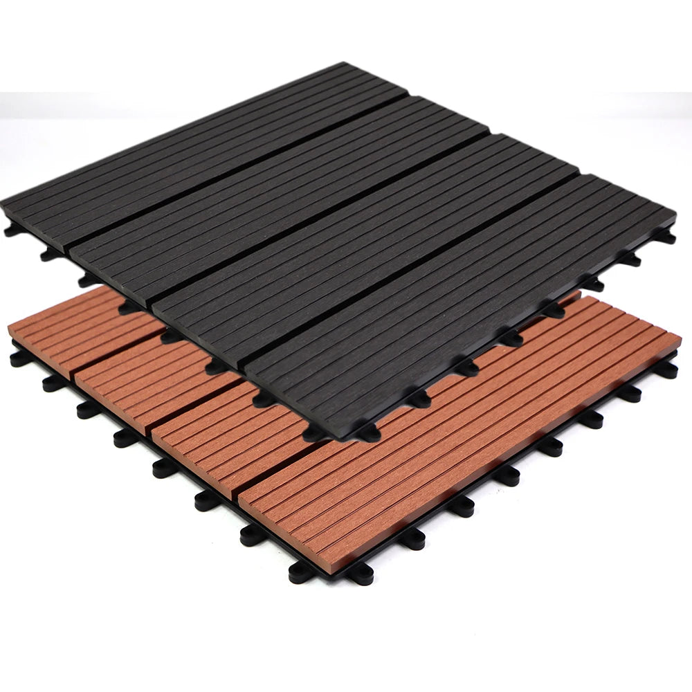 300x300mm Non-Slip European Design WPC Bathroom Floor Tiles Waterproof Anti-Slip Composite Wood Tiles for Outdoor Use Easy Click