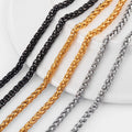 Mens Wheat Chain Necklace 5mm 3mm 18k Gold Stainless Steel Man Wheat Braided Chain Fine Jewelry No-tarnish Silver Necklace