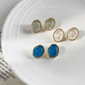 14K Hong Kong Fashion Earrings S925 Silver Needle Plated Trendy Personalized Irregular Geometry Asymmetric Earrings Mainly Made