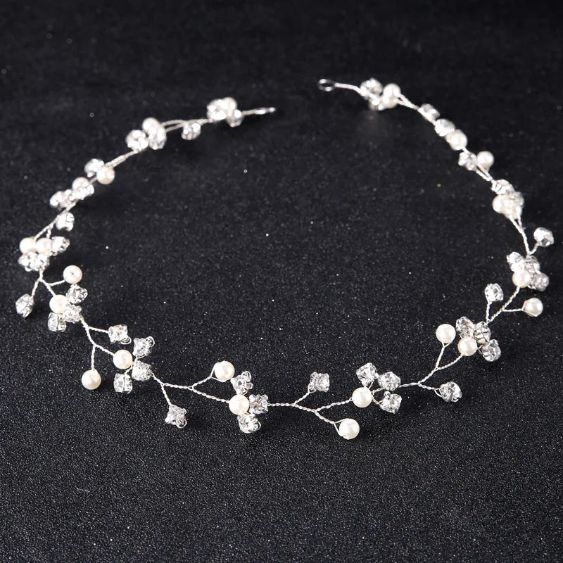 Miallo Europe and America Bridal Headpiece Pearl Rhinestone Hair Vine Wedding Accessories With Copper Wire