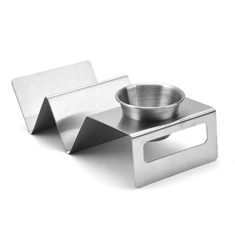 3 Grids Stainless Steel Taco Shell Holder Dish Rack Stand Mexican Pancakes Plate Protector Bracket Tray Patterned Food Holder