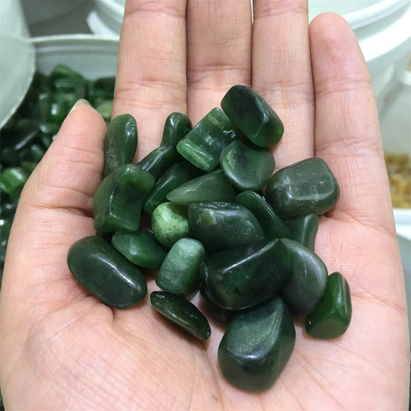 Wholesale Natural Green Jasper Jade Tumbled Stone Carved Bulk Crystal Gravel for Feng Shui Decoration