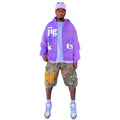 KY Custom Embroidery Patches Acid Wash Zip up Hoodie Purple 100% Cotton Hoodie Silk Screen Printing Streetwear Hoodie