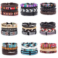 Wholesale Bohemian Ethnic Colorful Bracelet Bangle Woven Handmade Cowhide PU Leather Wristband Bracelets Women