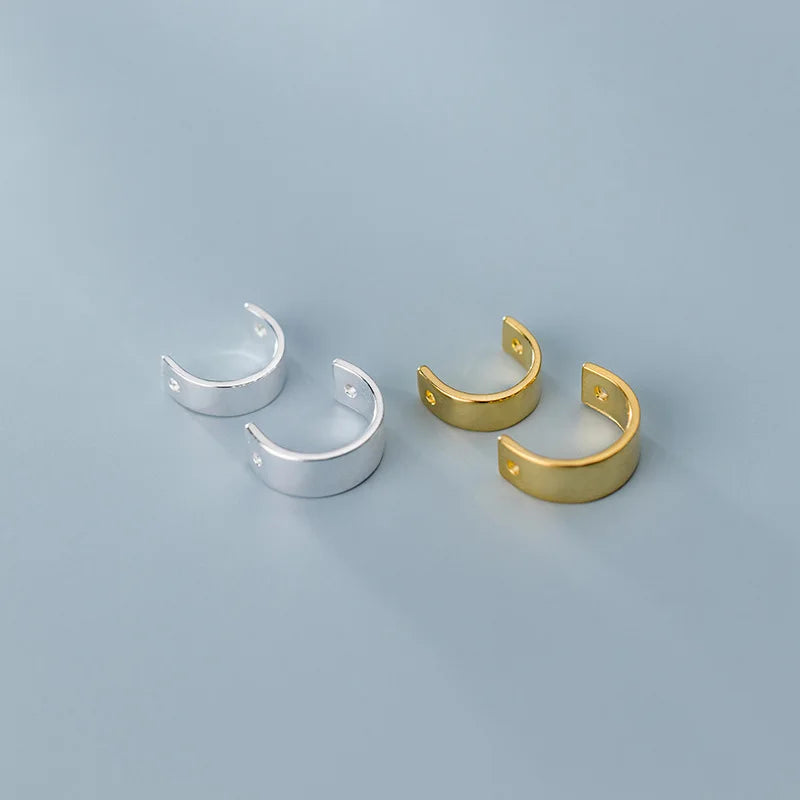 Sterling Silver Half Circle Bead Frames Selection for 8mm 10mm Beads S925 Silver Bead Frames