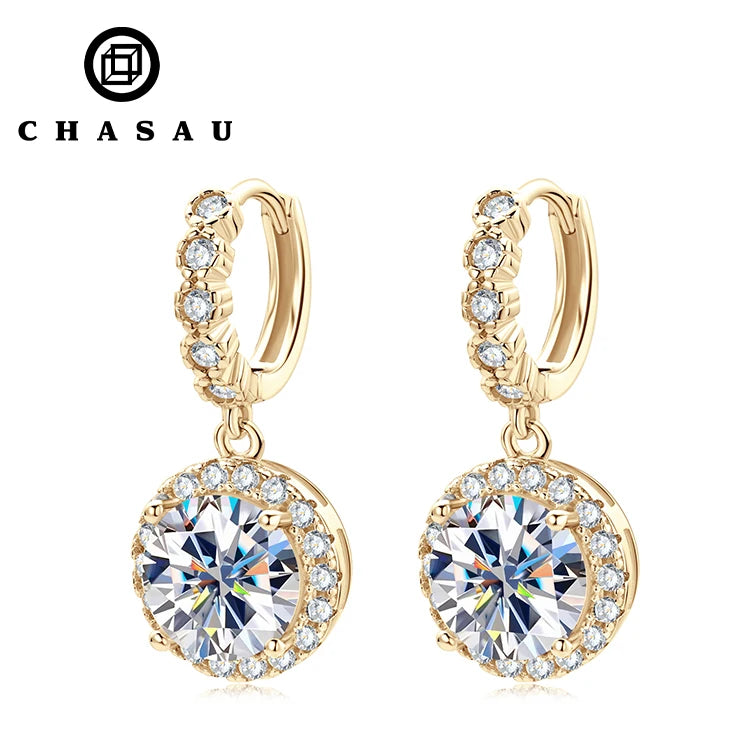 GRA Certification Pass Diamond test 8mm 2CT Moissanite 925 Sterling Silver halo Women's Classic Hoop Earrings