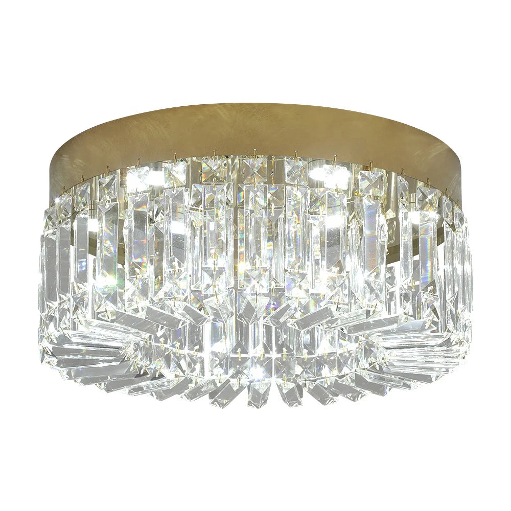 Modern 40cm Diameter Nordic Crystal Pendant Lamp Gold Stainless Steel Round Ceiling Chandelier for Bedroom