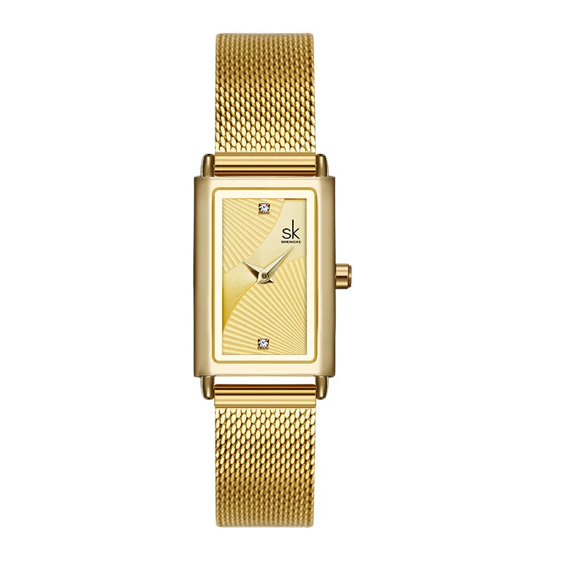 Shengke Women's Business Luxury Alloy Case Quartz Watch-Latest Model Waterproof Square Vintage Designs