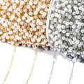 1 Meter Rhodium/KC Gold Plated Copper Chain Pearl Beads Jewelry Making Supplies Chain DIY Necklace Earring Bracelet Chain Y6