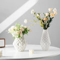 Simple White Set of 2 for Modern Home Decor Round Glaze Donut Vases Pampas Grass Ceramic Vase