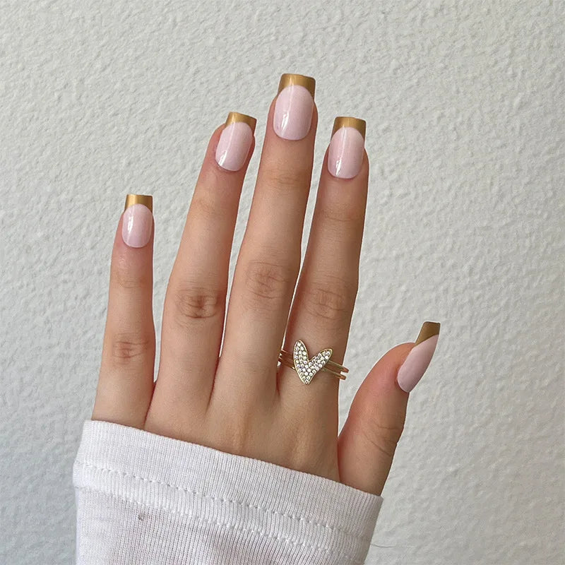 Cheap Private Label Nails Full Cover False Nail Tips French Medium Length square Acrylic Press on Nails