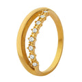 Simple Stainless Steel 18K Gold Plated Double Layers Zircon Circle Rings Titanium Steel PVD Personalized Irregular Zircon Ring