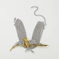 New Trend Multilayer Full Rhinestone Glass Bird Pendant Necklace Wedding Banquet Luxury Shiny Jewelry Women Accessories