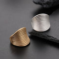 TongLing Boho Texture Surface Vintage Jewelry Rings Gold Silver Dome Chunky Rings for Women