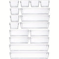 OWNSWING 16 PCS Clear Plastic Drawer Organizers Set Storage Bins for Kitchen Vanity Drawer Organizer Trays