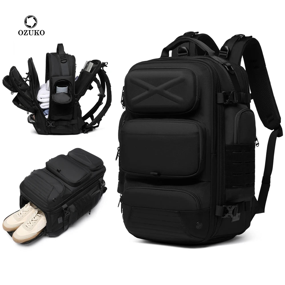 Ozuko 9842 Waterproof Designer Anti-theft Backpack With USB Charging Port Trendy Cycling Hiking Sports Leisure Backpack