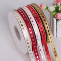 Custom Luxury Gold Satin Roll Gross Grain Gift Wrap Dot Ribbon Wholesale Grosgrain Valentine's Day Ribbon With Flowers