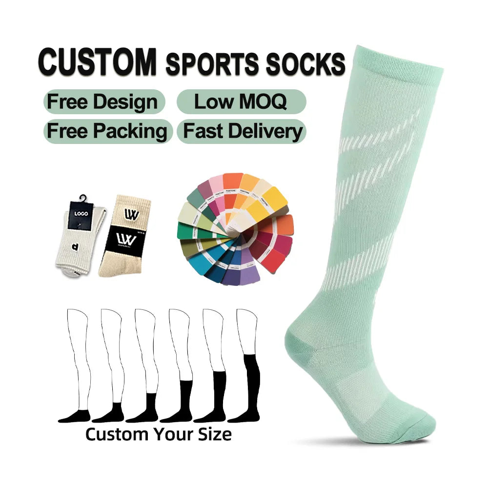 Factory Customized Knee Socks Running Football Athletic Compression Cushion Long Knee High Sports Socks