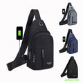 Fashion Waterproof Outdoor Men's Minimalist Chest Bags 3 Zippers USB Custom Sling Bag with Logo