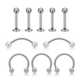 Wholesale 10PCS G23 Titanium Septum Hoop Nose Ring C Rod 16G Labret Lip Stud Eyebrow Earrings Women Body Piercing Jewelry