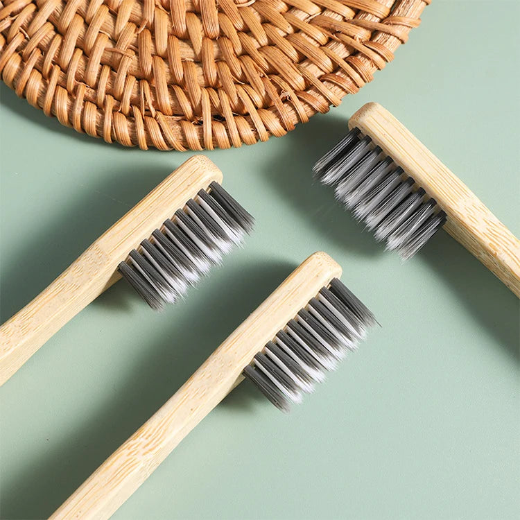 Customized logo New Style Short Handle Bamboo Timber Wood Toothbrush Product 2023