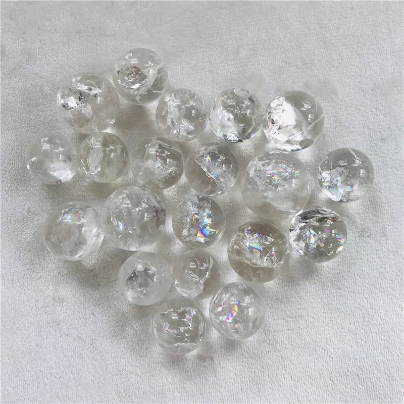 Natural 3-4 cm Clear Quartz Sphere Healing Clear Quartz Rainbow Balls for Decoration