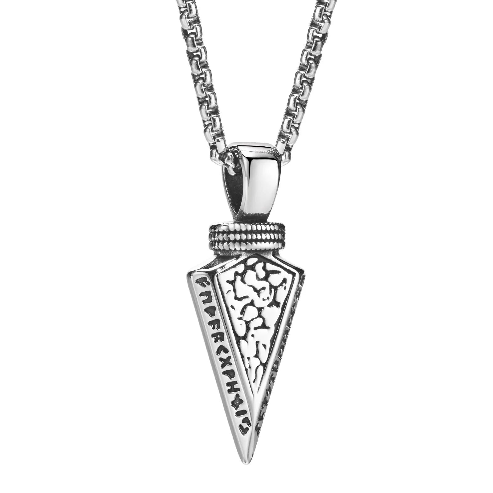 Fashion Male Jewelry Hip Hop Punk Stainless Steel Retro Viking Arrow Head Pendant Necklace for Men